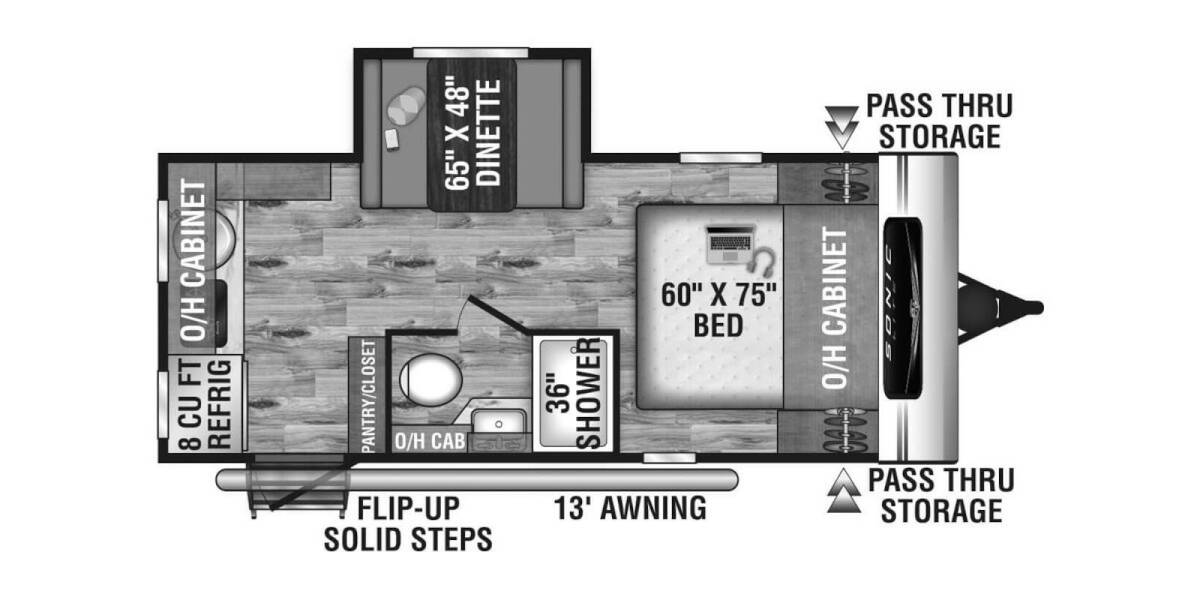 2022 Venture RV Sonic Lite 169VRK Travel Trailer at Springdale RV Center STOCK# 051299 Floor plan Layout Photo